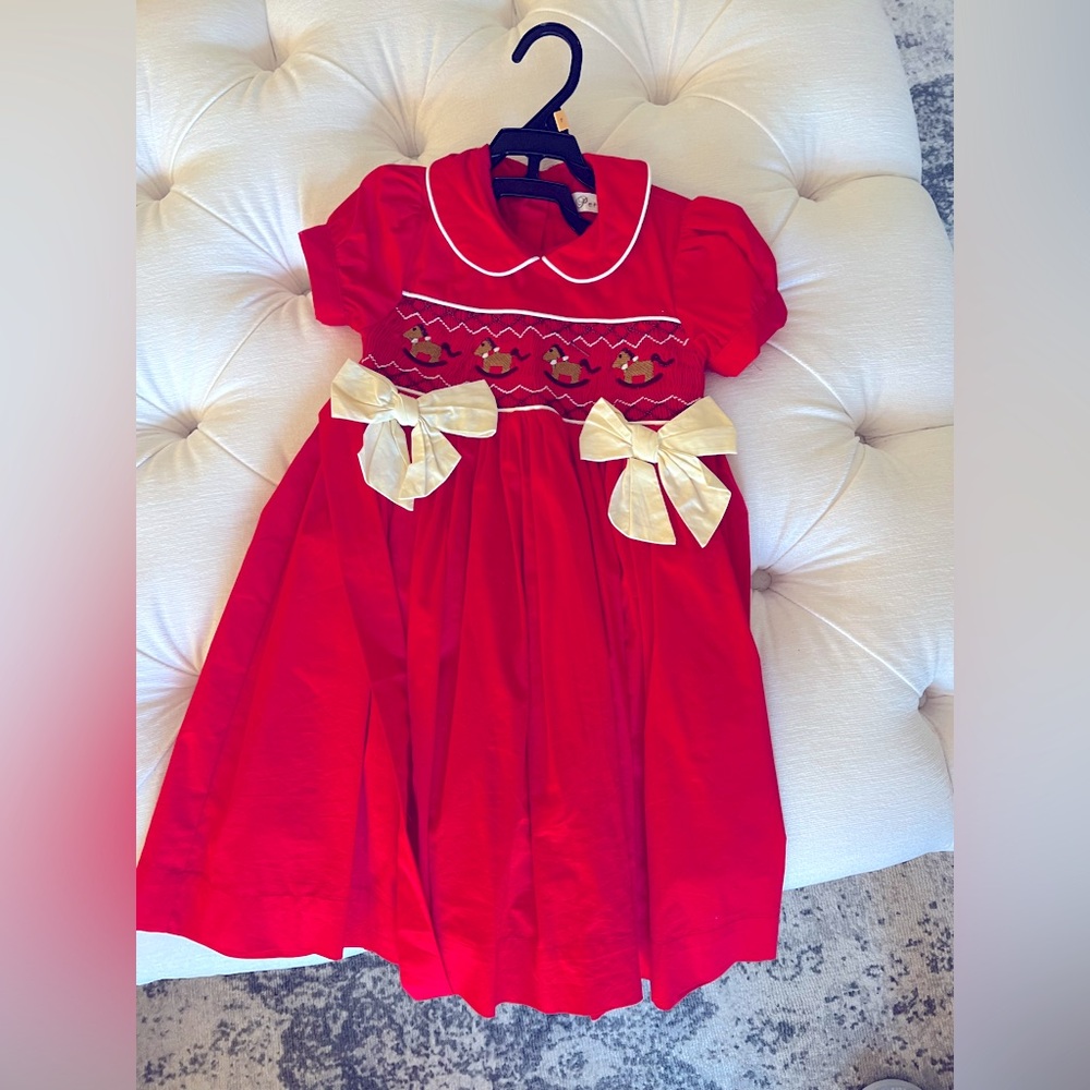 Pettigirl Vintage Dress size 5 Red short sleeve Pageant Christmas Gown Horse